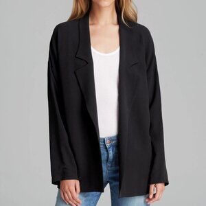 EILEEN FISHER Petite LARGE/XL Silk Boyfriend Blazer, open front, notch collar